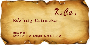 Kőnig Csinszka névjegykártya